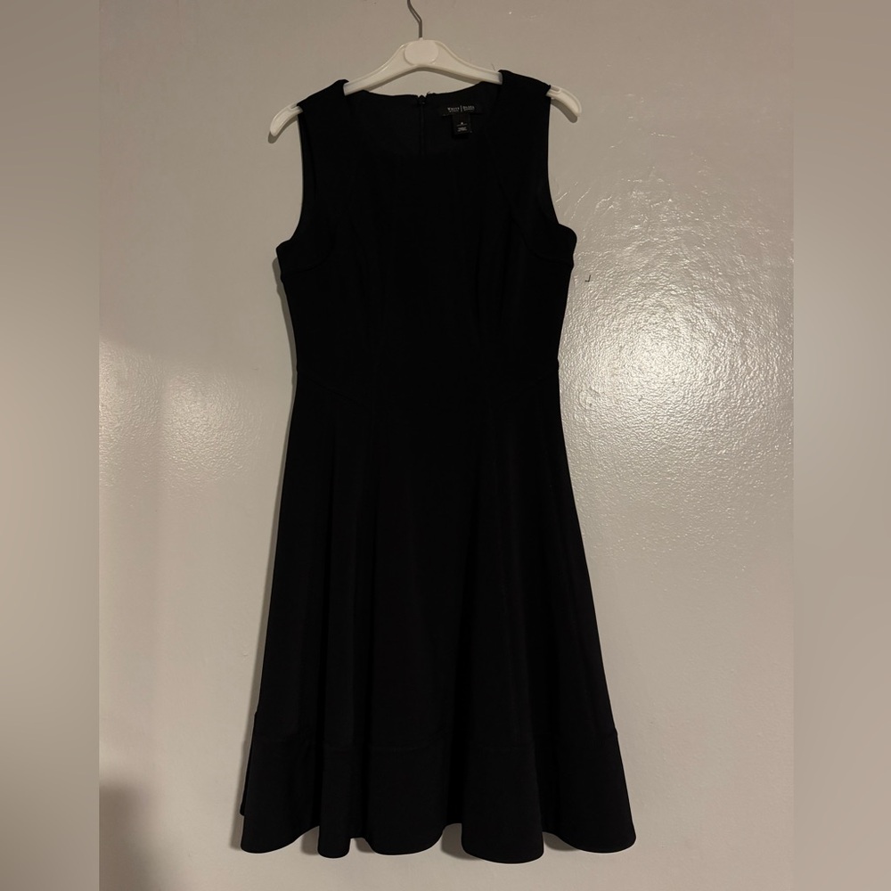 White House Black Market Sleeveless Black Knee Length Dress Size 4 S Small NWT